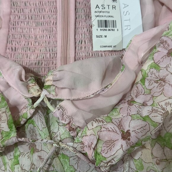 NWT ASTR the Label Vivee Floral Print Halter Ruched Bodice Dress Size M - Picture 11 of 11